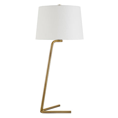 28" Gold Metal Table Lamp With White Drum Shade 