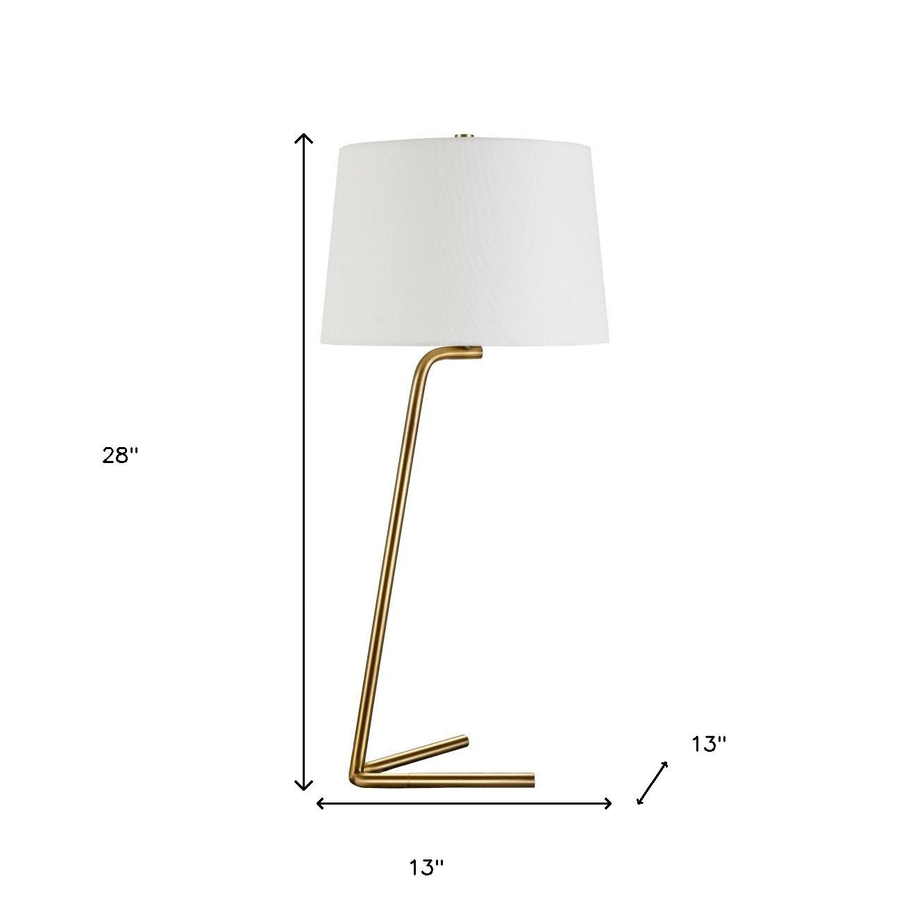 28" Gold Metal Table Lamp With White Drum Shade 