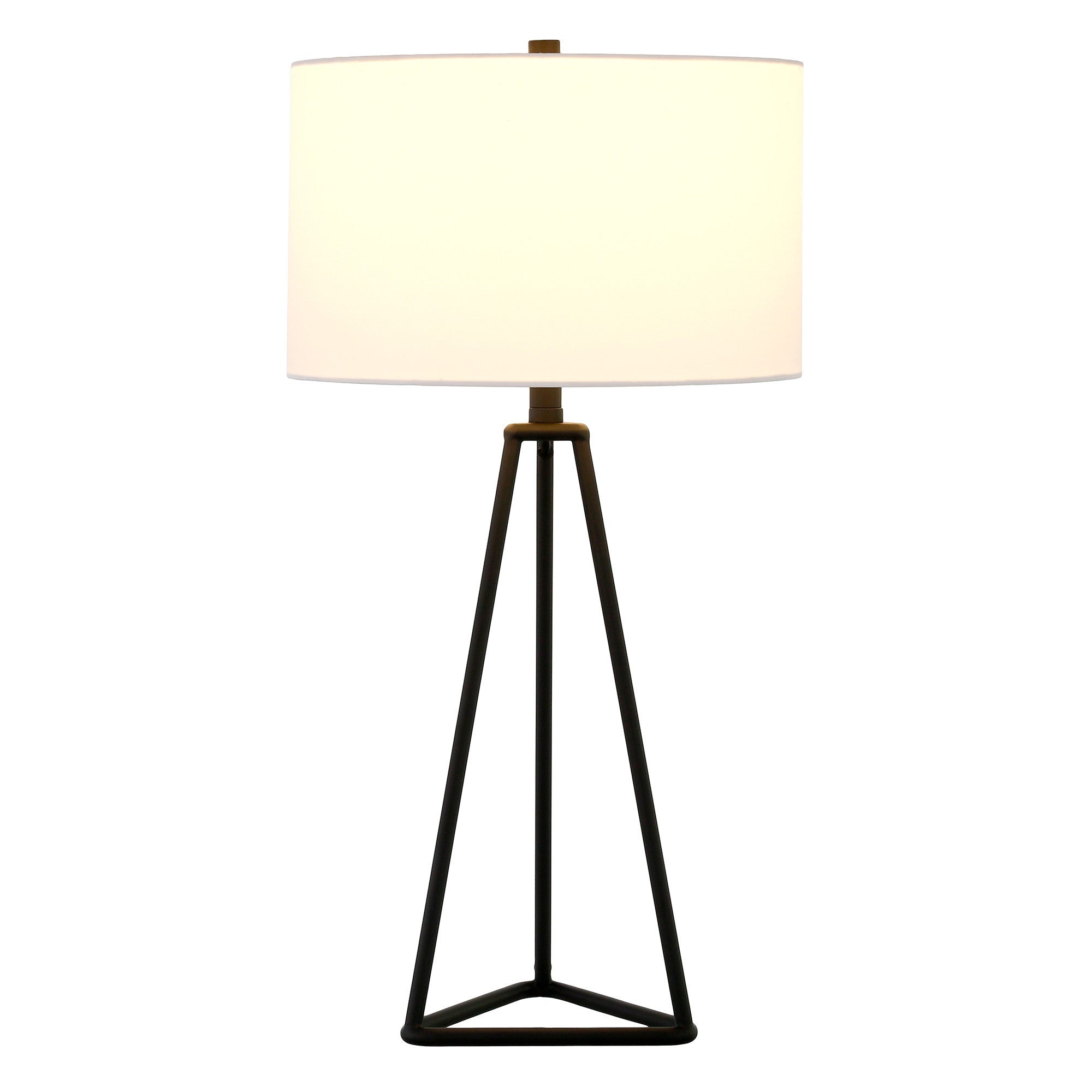 26" Black Metal Table Lamp With White Drum Shade