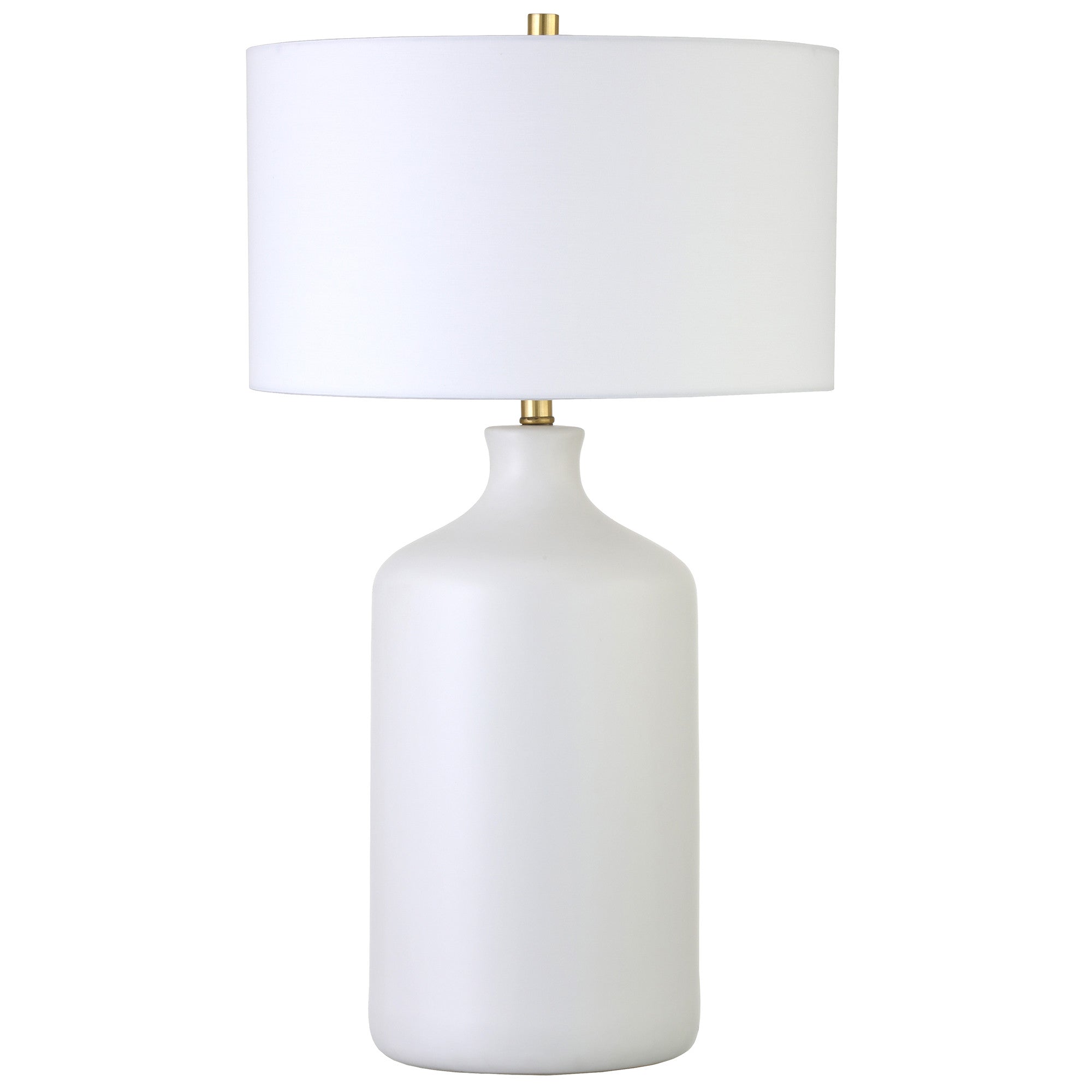 29" White Ceramic Table Lamp With White Drum Shade 