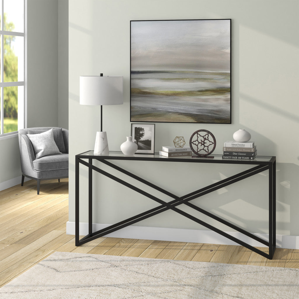 26" Black and White Marble Table Lamp With White Drum Shade 