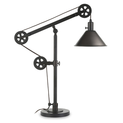 29" Black Metal Desk Table Lamp With Black Cone Shade 