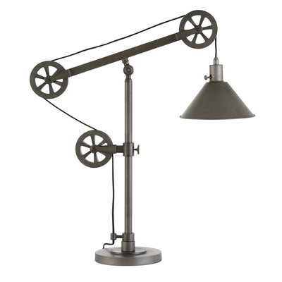29" Gray Metal Desk Table Lamp With Gray Cone Shade 