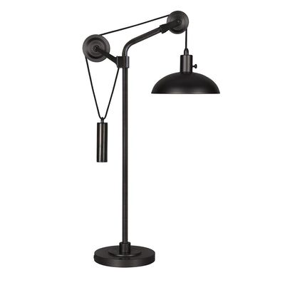 33" Black Metal Adjustable Desk Table Lamp With Black Dome Shade 