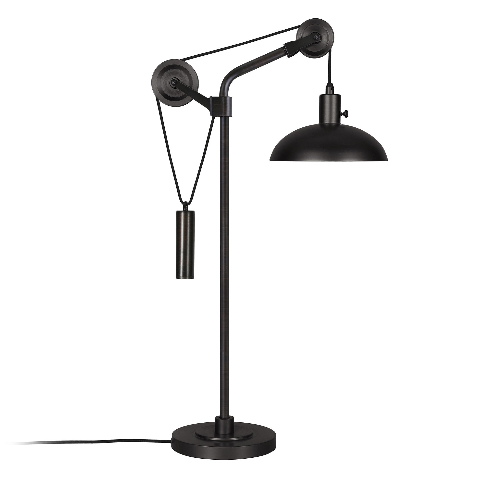 33" Black Metal Adjustable Desk Table Lamp With Black Dome Shade 