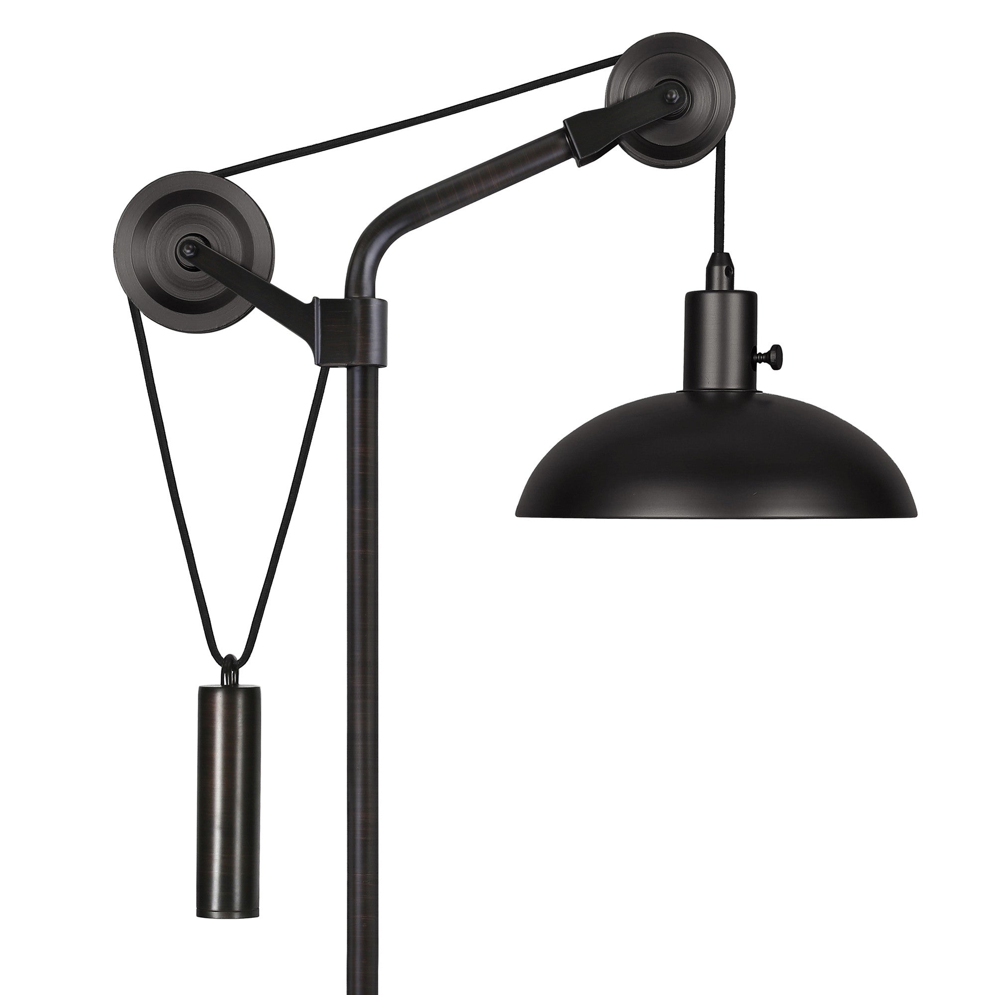 33" Black Metal Adjustable Desk Table Lamp With Black Dome Shade 