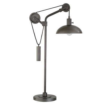 33" Gray Metal Adjustable Desk Table Lamp With Gray Dome Shade 