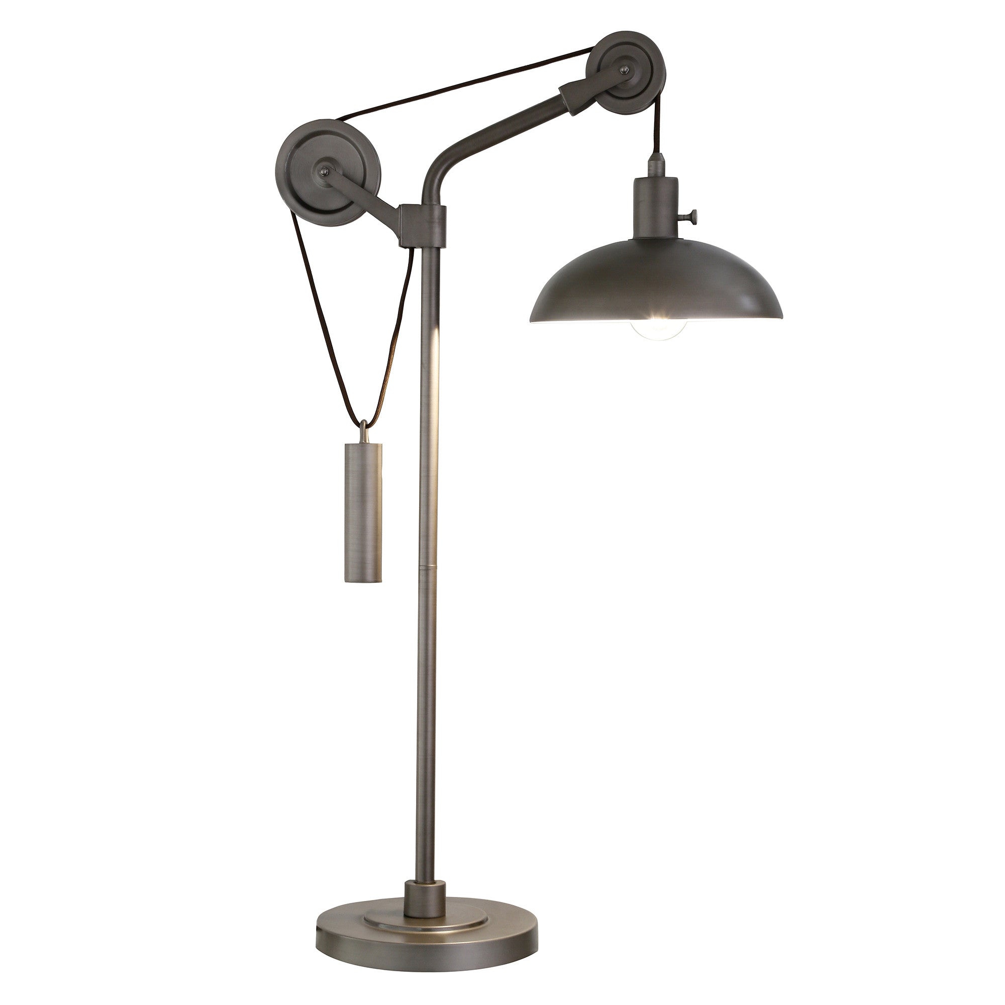 33" Gray Metal Adjustable Desk Table Lamp With Gray Dome Shade 