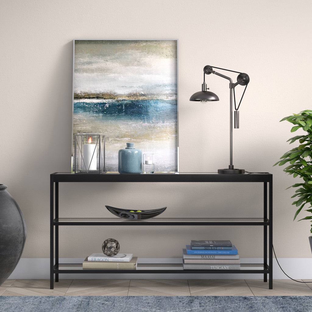 33" Gray Metal Adjustable Desk Table Lamp With Gray Dome Shade 