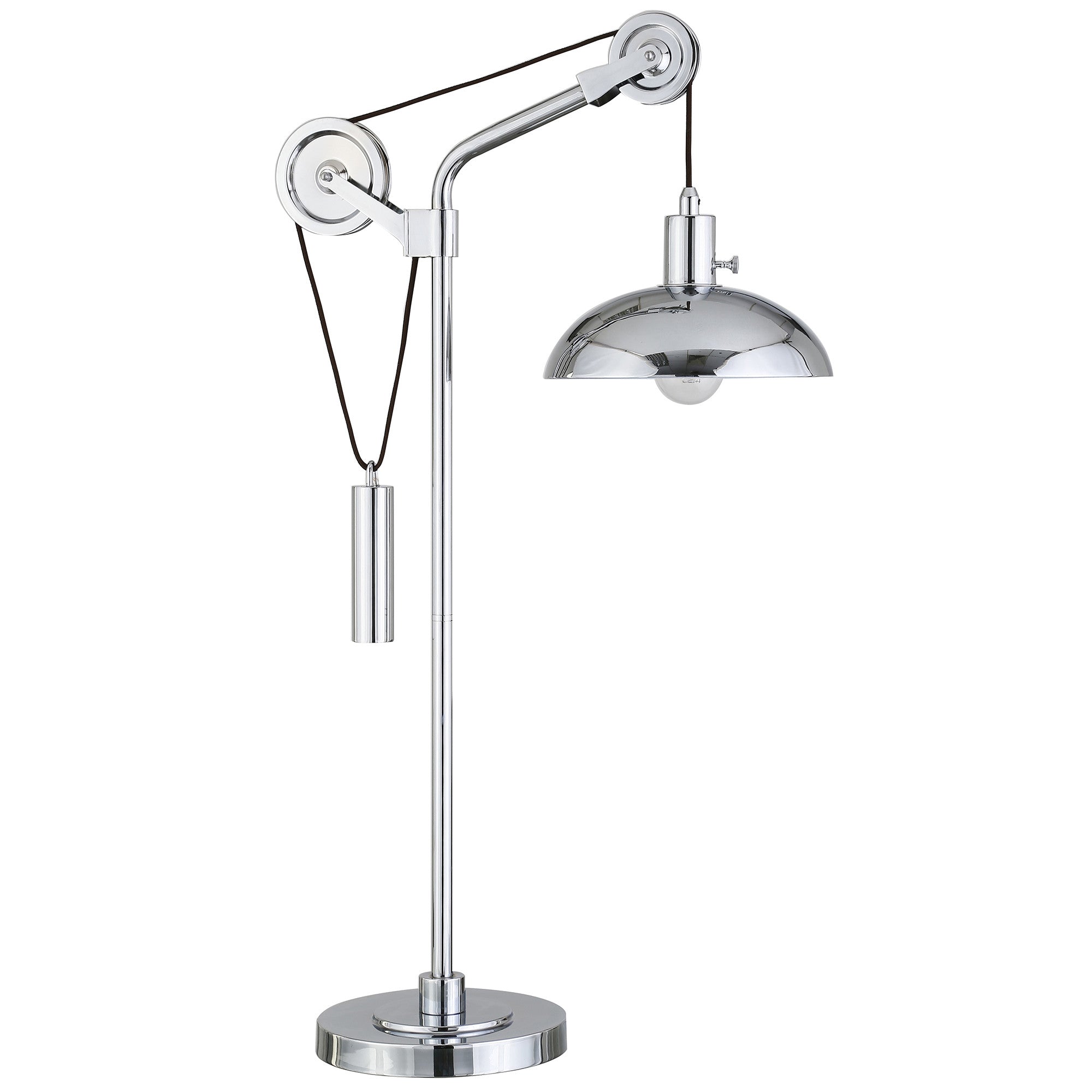 33" Silver Metal Adjustable Desk Table Lamp With Nickel Dome Shade 