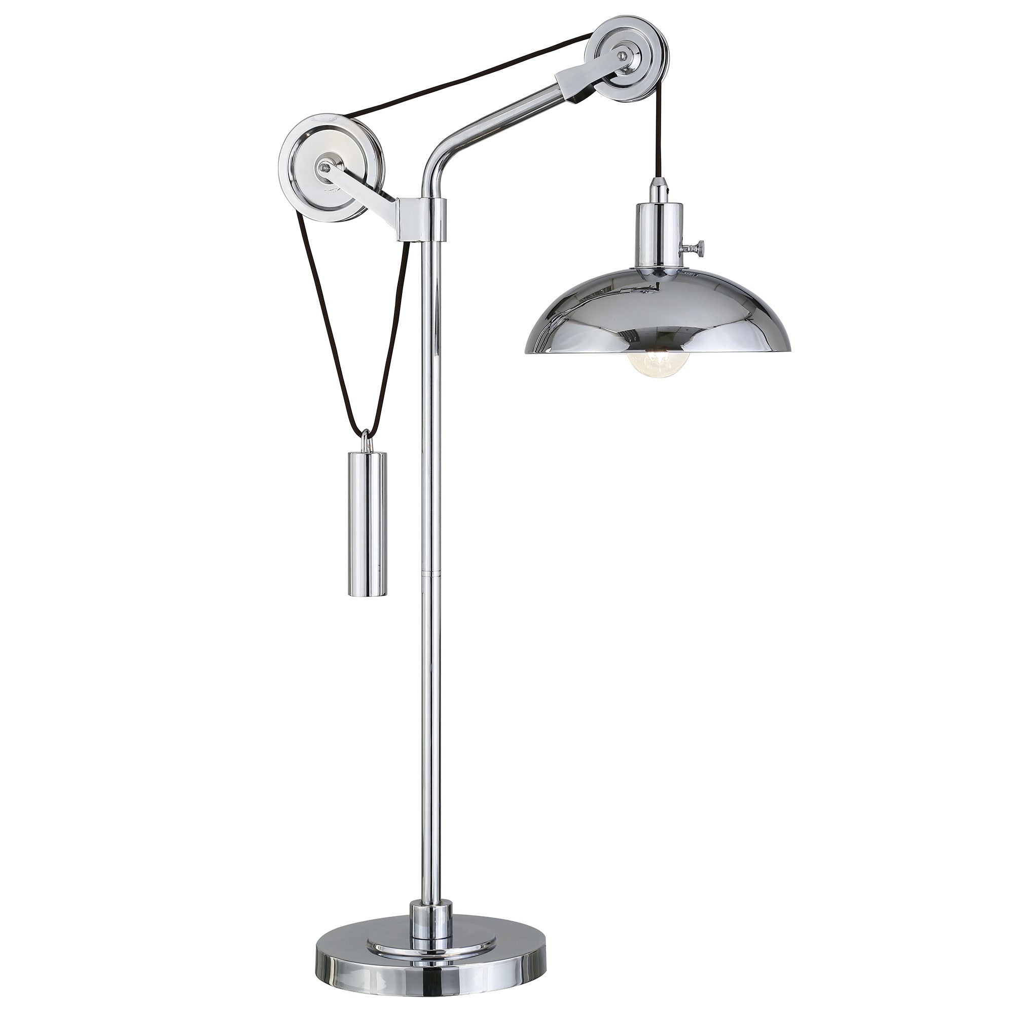 33" Silver Metal Adjustable Desk Table Lamp With Nickel Dome Shade 