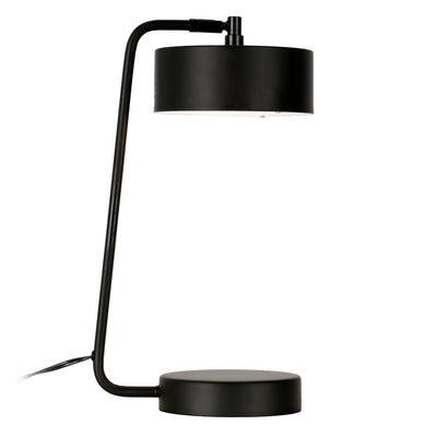 18" Black Metal Desk Table Lamp With Black Drum Shade 