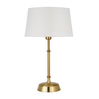 24" Gold Metal Table Lamp With White Drum Shade 