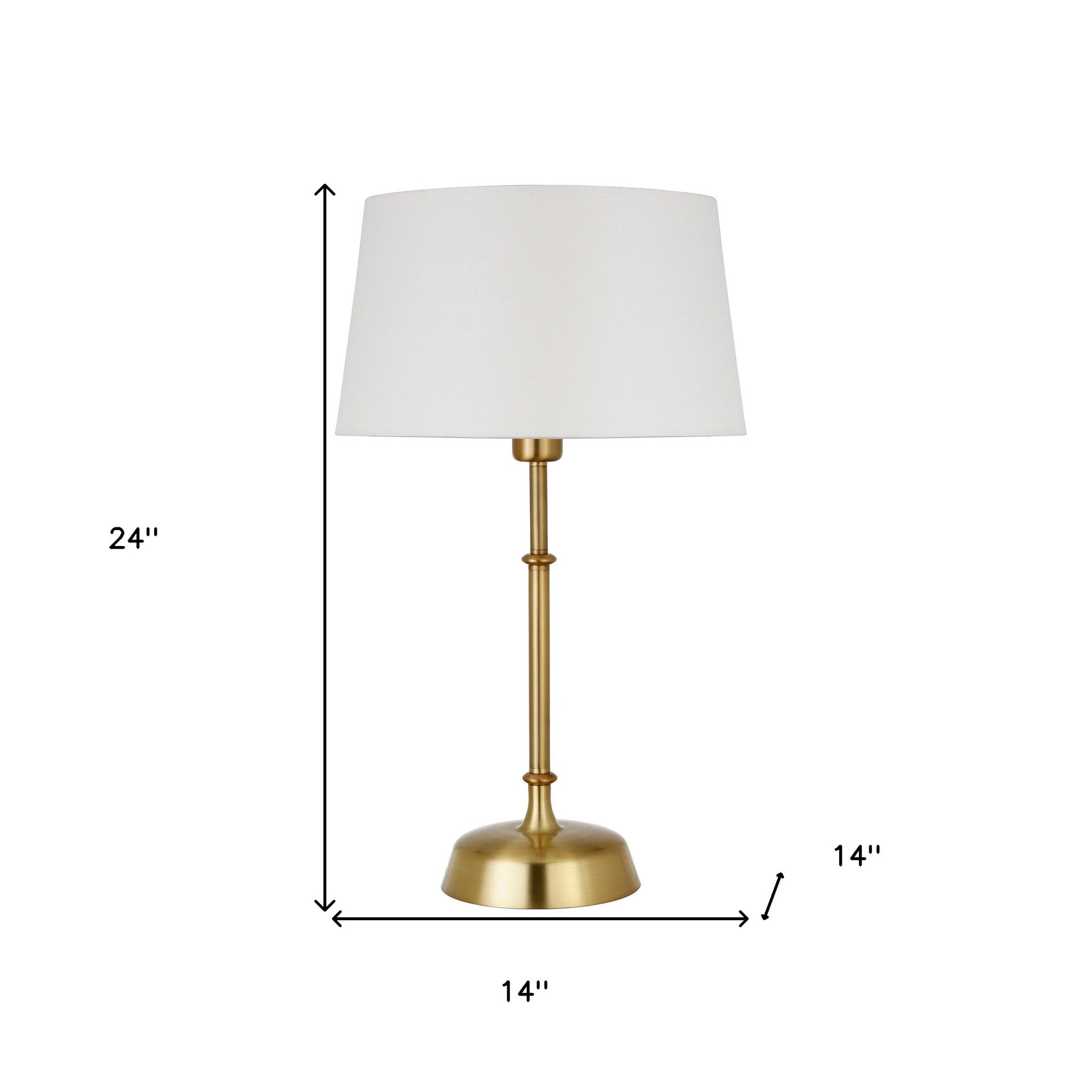24" Gold Metal Table Lamp With White Drum Shade 