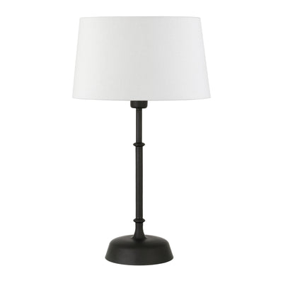 24" Black Metal Table Lamp With White Drum Shade 