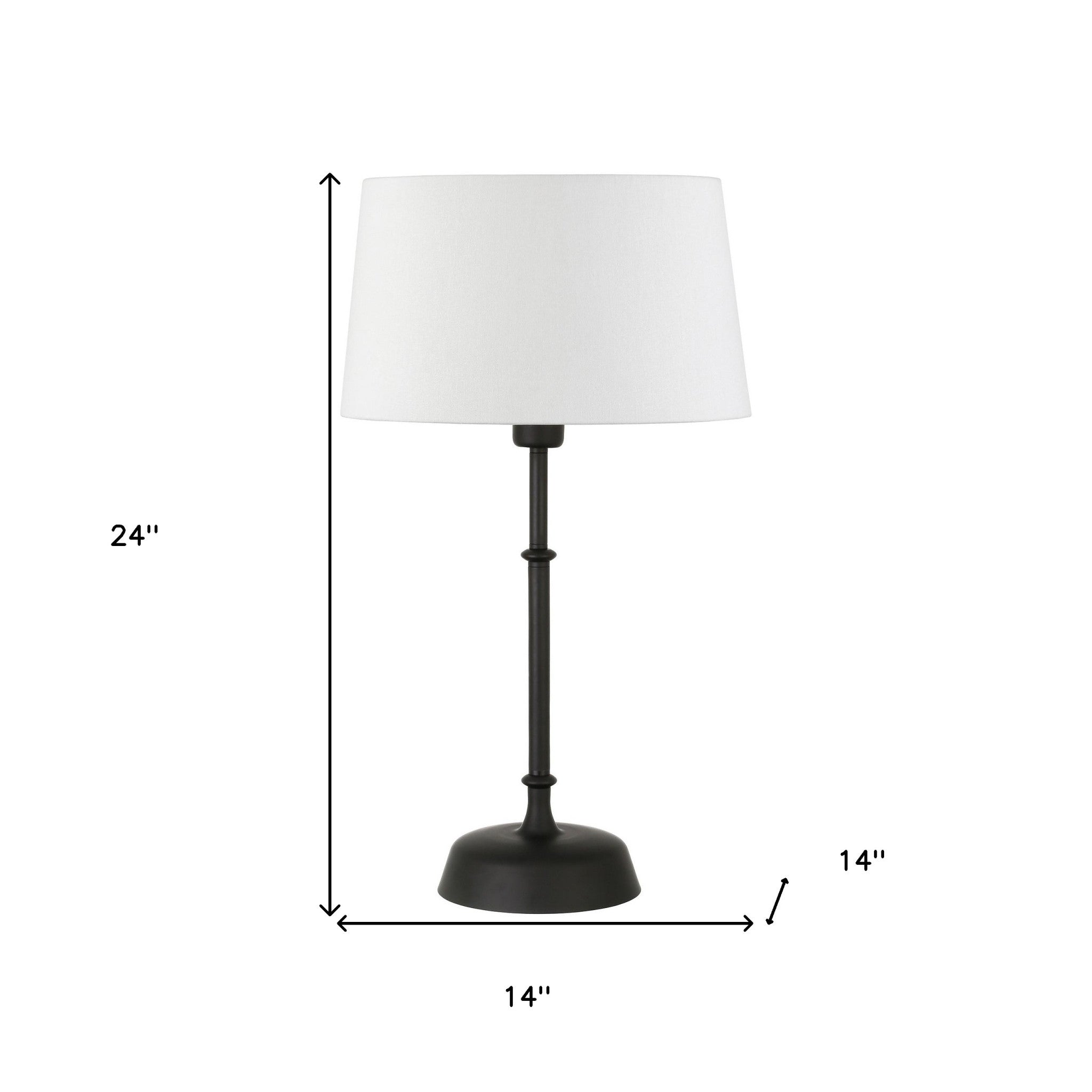24" Black Metal Table Lamp With White Drum Shade 
