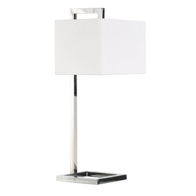 26" Silver Metal Square Arched Table Lamp With White Square Shade 