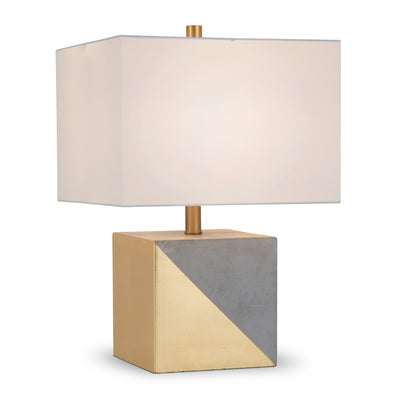 18" Gray and Gold Concrete Table Lamp With White Shade 