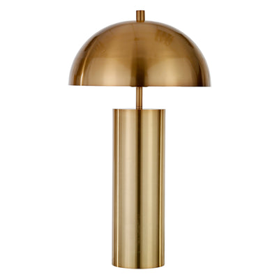 27" Brass Metal Table Lamp With Brass Dome Shade 