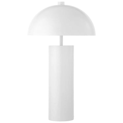 27" White Metal Table Lamp With White Dome Shade 