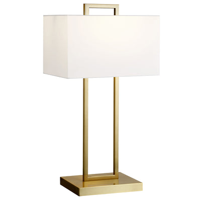 28" Brass Metal Table Lamp With White Shade 