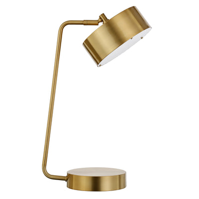 18" Brass Metal Desk Table Lamp With Brass Drum Shade 