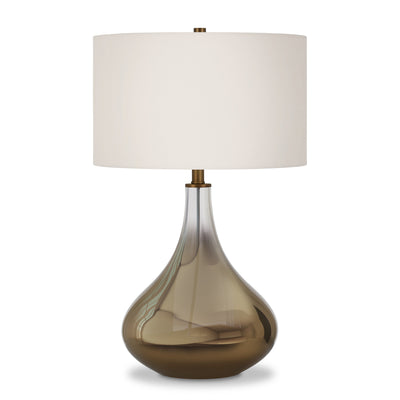 25" Bronze Glass Table Lamp With White Drum Shade 