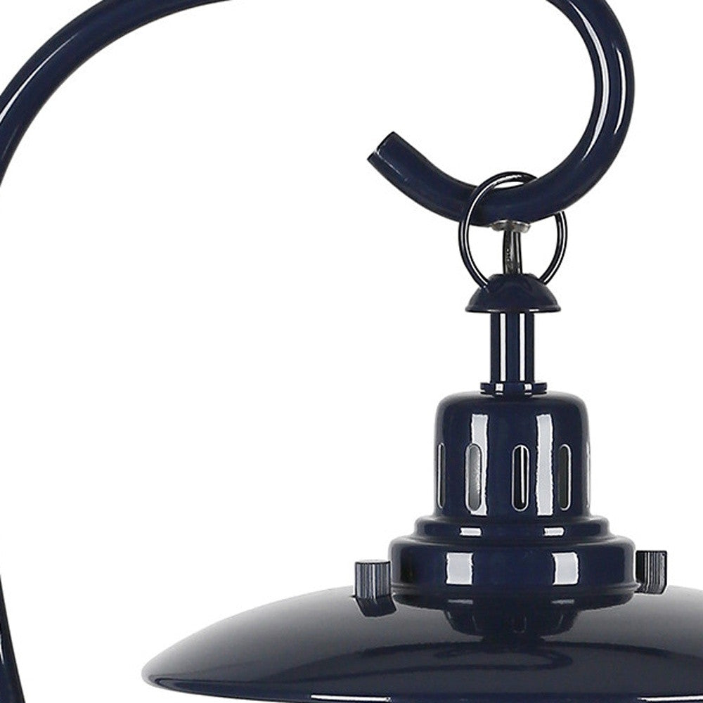 22" Navy Blue Metal Arched Table Lamp With Navy Blue Cage Shade