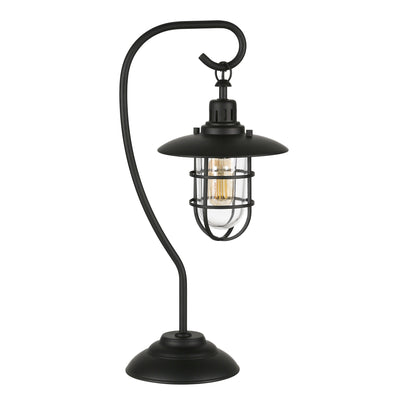 22" Black Metal Arched Table Lamp With Black Cage Shade 