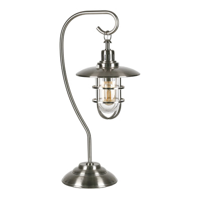 22" Nickel Metal Arched Table Lamp With Nickel Cage Shade 