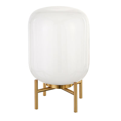 15" Brass Metal Table Lamp With White Cylinder Shade 