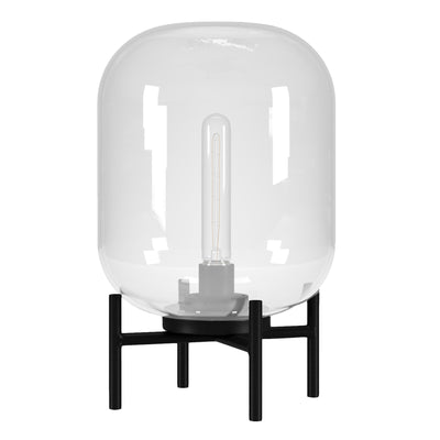 15" Black Metal Table Lamp With Clear Cylinder Shade 
