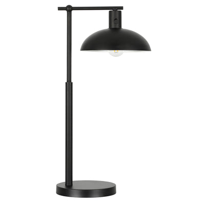 25" Black Metal Desk Table Lamp With Black Bowl Shade 