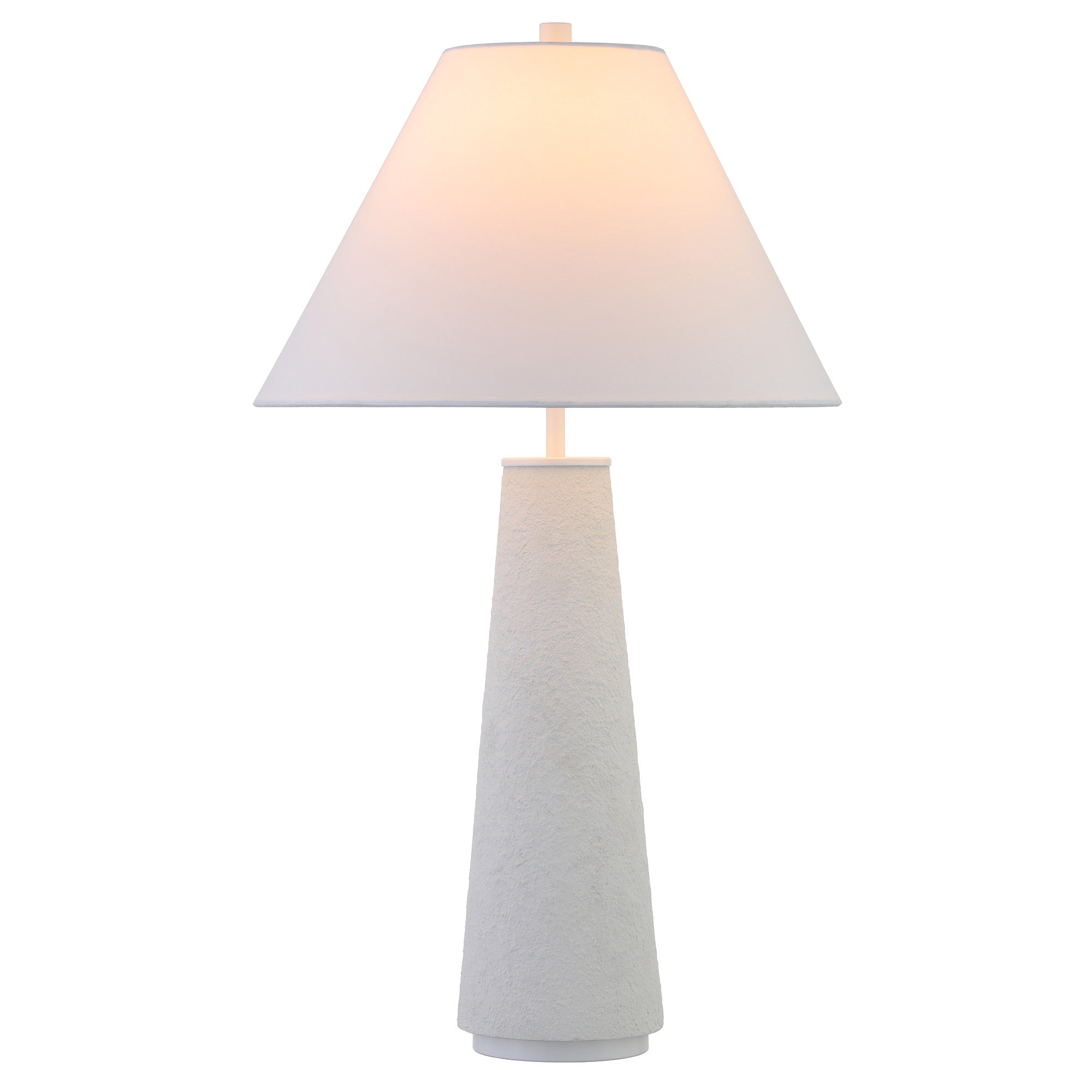 28" White Ceramic Table Lamp With White Cone Shade