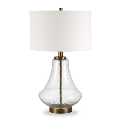 23" Brass Glass Table Lamp With White Drum Shade 