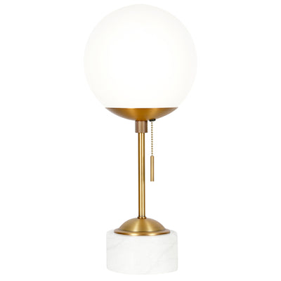 18" Gold and White Marble Globe Table Lamp With White Globe Shade 