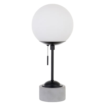 18" Gray and Black Concrete Globe Table Lamp With White Globe Shade 