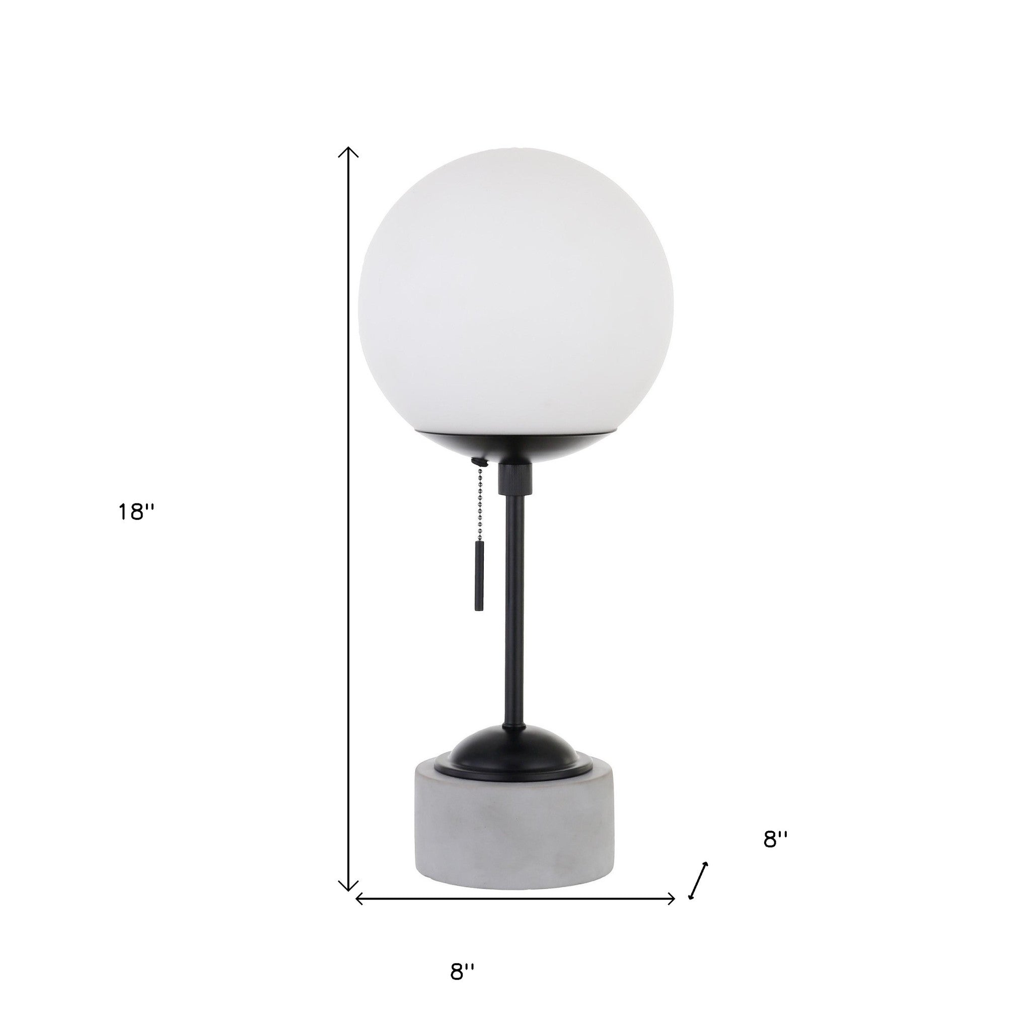 18" Gray and Black Concrete Globe Table Lamp With White Globe Shade