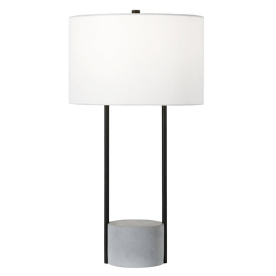 27" Gray and Black Concrete Table Lamp With White Drum Shade 
