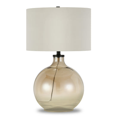 24" Gold Glass Table Lamp With White Drum Shade 