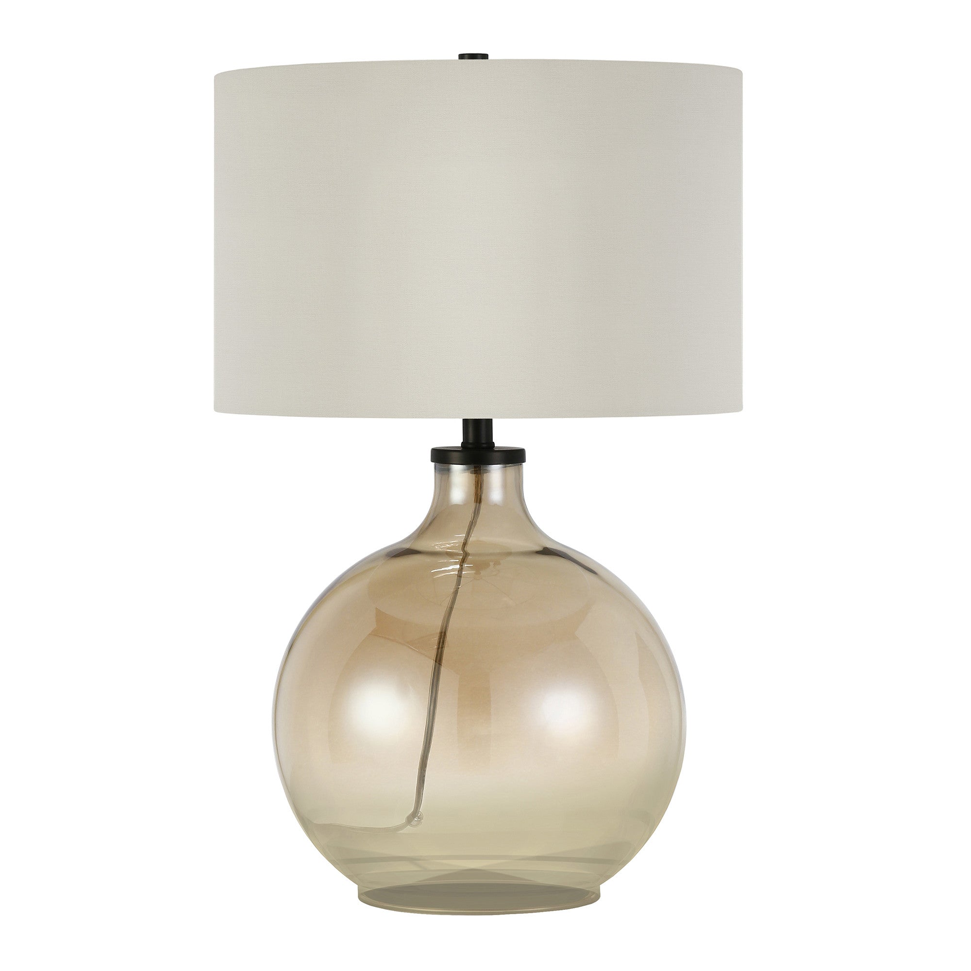 24" Gold Glass Table Lamp With White Drum Shade