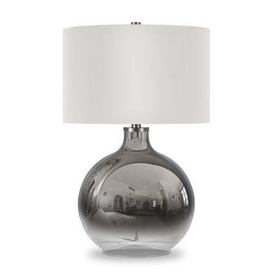 24" Nickel Glass Table Lamp With White Drum Shade 