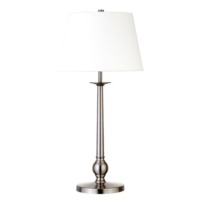 28" Nickel Metal Table Lamp With White Empire Shade 