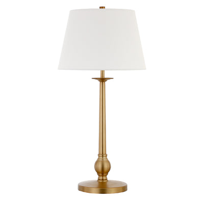 28" Brass Metal Table Lamp With White Empire Shade 