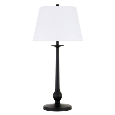 28" Black Metal Table Lamp With White Empire Shade 