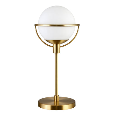 21" Brass Metal Globe Table Lamp With Clear Globe Shade 