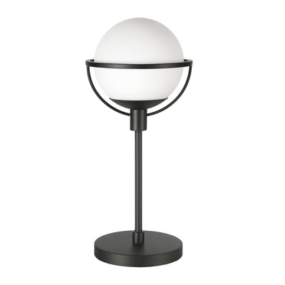 21" Black Metal Globe Table Lamp With Clear Globe Shade 
