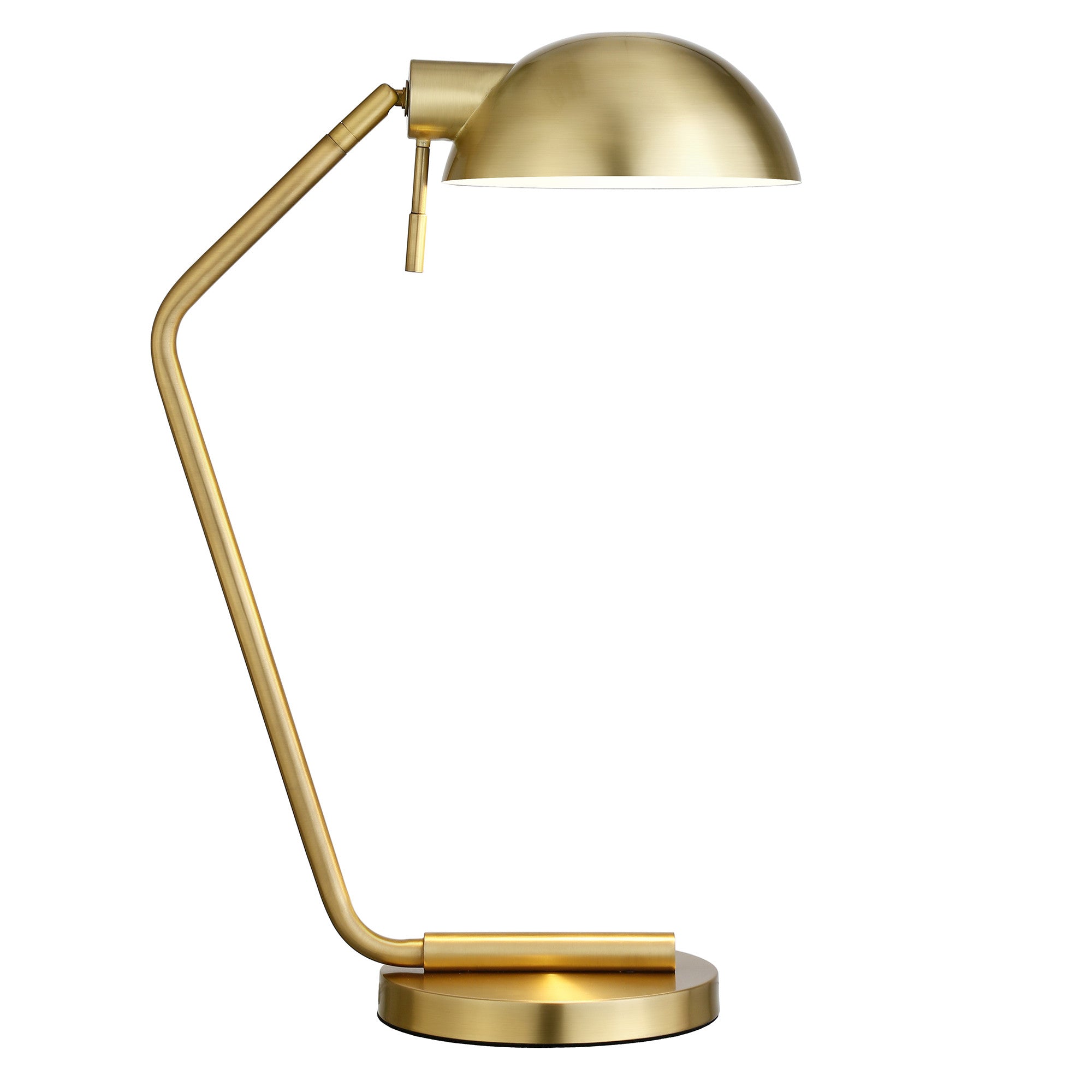 20" Brass Metal Desk Table Lamp With Brass Dome Shade