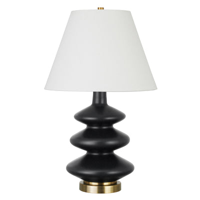 26" Black and Gold Glass Table Lamp With White Empire Shade 