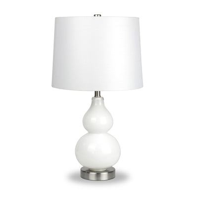 21" White and Silver Glass Table Lamp With White Drum Shade 